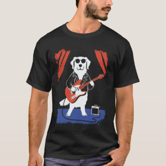 T-shirt Golden Retriever Chien qui Joue de la Guitare Élec