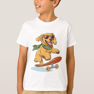 T-shirt Golden Retriever Chien Skateboard