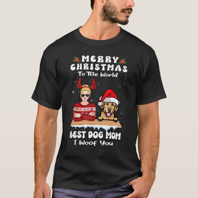 T-shirt Golden Retriever Christmas To The World Best Dog M (Devant)