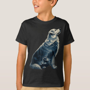 T-shirt Golden retriever clair de lune montagne chien sauv