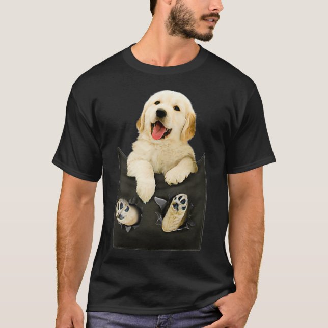 T-shirt Golden Retriever Dans Pocket Puppy (Devant)