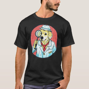 T-shirt Golden Retriever détective drôle de chien mystère