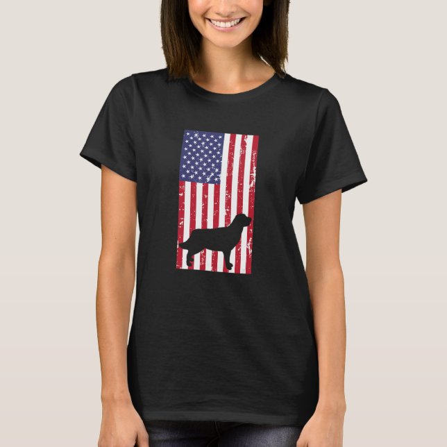 T-shirt Golden Retriever Distressed Patriotic All American (Devant)