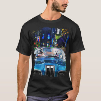 T-shirt Golden Retriever Dog Driving Car, Night Cruise Cit