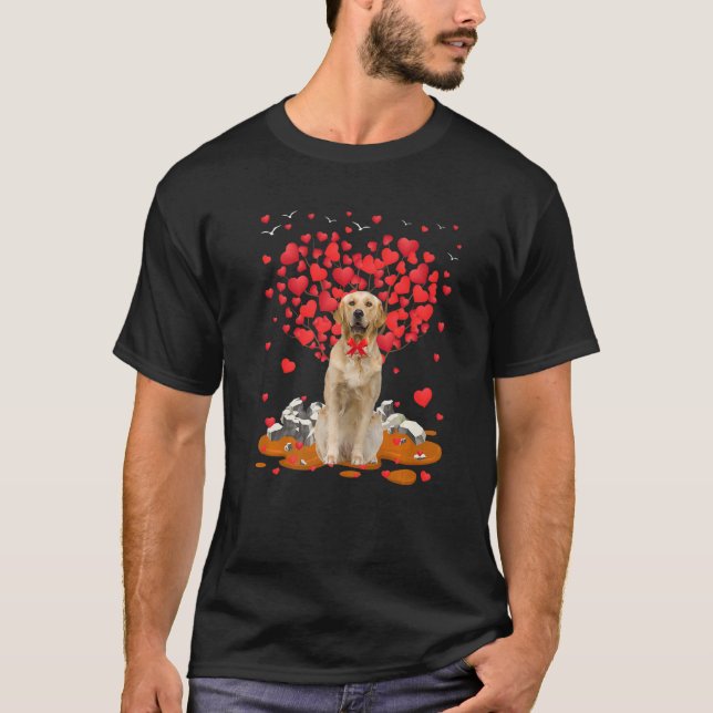 T-shirt Golden Retriever Dog Heart Valentines Day Dog Dad  (Devant)
