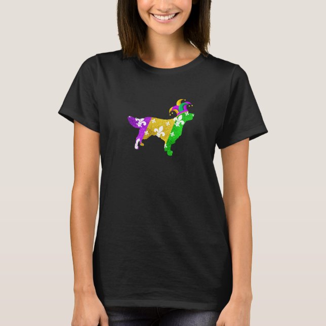 T-shirt Golden Retriever Dog Mardi Gras Carnivals Funny Pu (Devant)