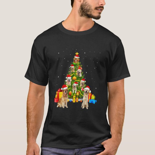 T-shirt Golden Retriever Dog  Matching Santa Christmas Tre (Devant)