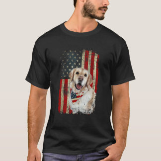 T-shirt Golden Retriever  Drapeau USA Quatrième 4 juillet 