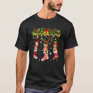 T-shirt Golden Retriever en chaussette Noël Renne Santa El