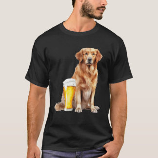 T-shirt Golden Retriever Et Propriétaire De Chien De Bière
