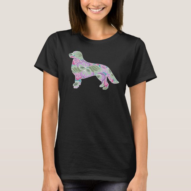 T-shirt Golden retriever floral de motif de jardin (Devant)
