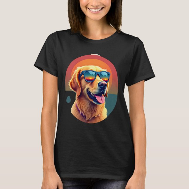 T-shirt Golden Retriever for Kids Boys Girls Sunglasses Pe (Devant)