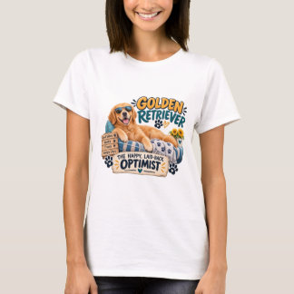 T-shirt Golden Retriever Joyeux Optimiste Décontracté Drôl