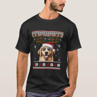 T-shirt Golden Retriever Laid Christmas Pyjama Santa Hat R