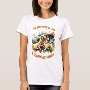 T-shirt Golden Retriever Love Femmes Blanc