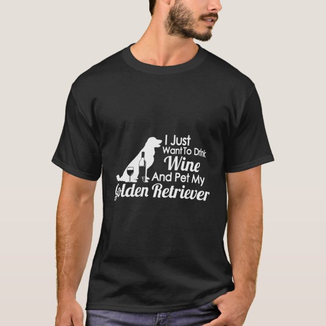 T-shirt Golden Retriever Maman Longue Manche Boire Vin Et  (Devant)