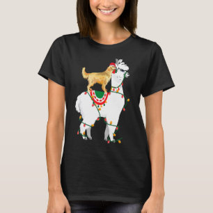 T-shirt Golden Retriever Riding Llama éclaire Père Noël Ch