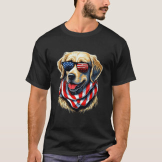 T-shirt Golden Retriever USA Patriotic Pup in Sunglasses