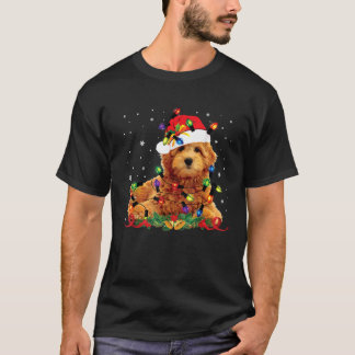 T-shirt Goldendoodle Christmas Reindeer Lights Funny Dog X