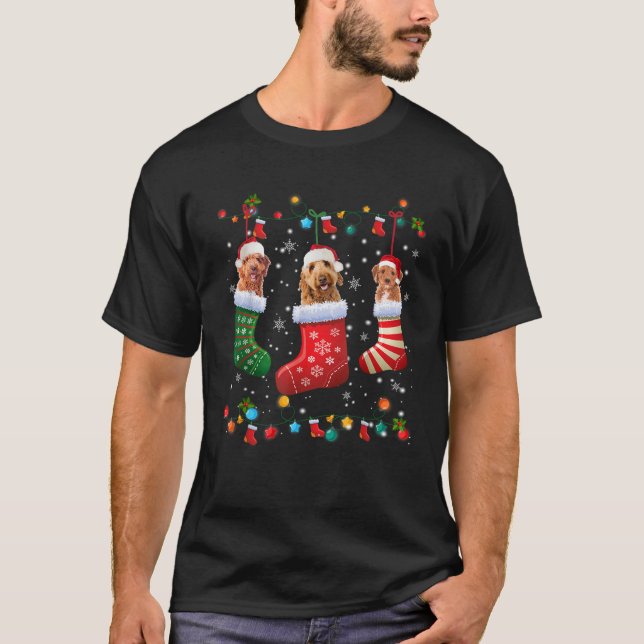 T-shirt Goldendoodle Christmas Socks Funny Xmas Pajama Dog (Devant)