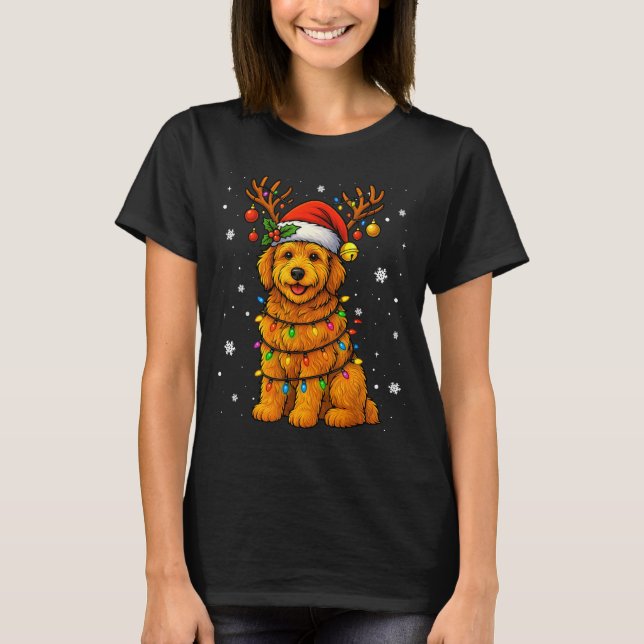 T-shirt Goldendoodle Christmas Tee Reindeer Christmas Ligh (Devant)