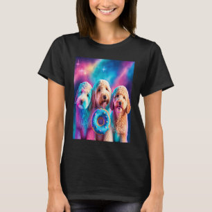 T-shirt Goldendoodle Dans L'Espace Avec Des Donuts Mignons