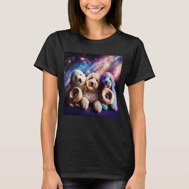 T-shirt Goldendoodle In Space With Donuts Cute Doodle Boys (Devant)