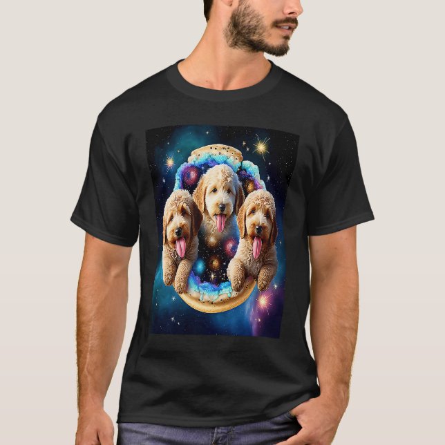T-shirt Goldendoodle In Space With Donuts Cute Doodle Boys (Devant)