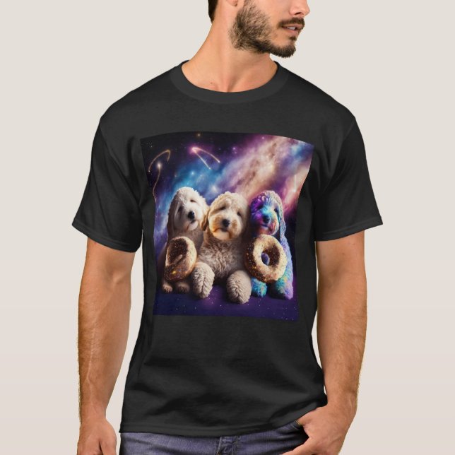 T-shirt Goldendoodle In Space With Donuts Cute Doodle Boys (Devant)