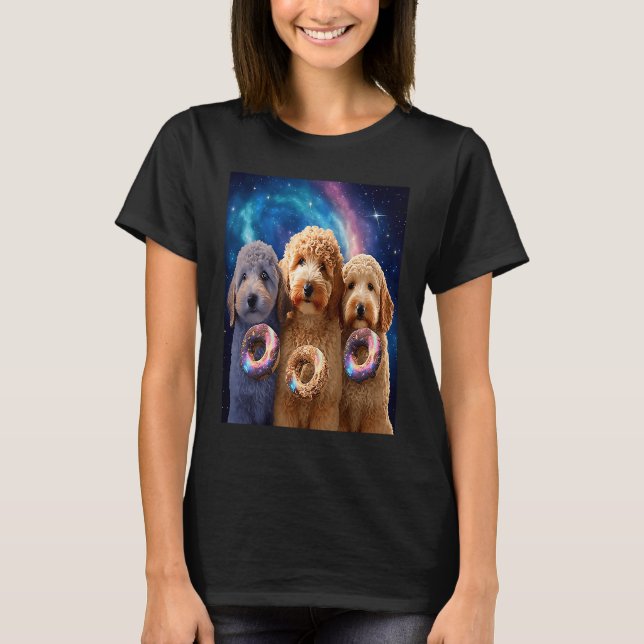 T-shirt Goldendoodle In Space With Donuts Cute Doodle Boys (Devant)