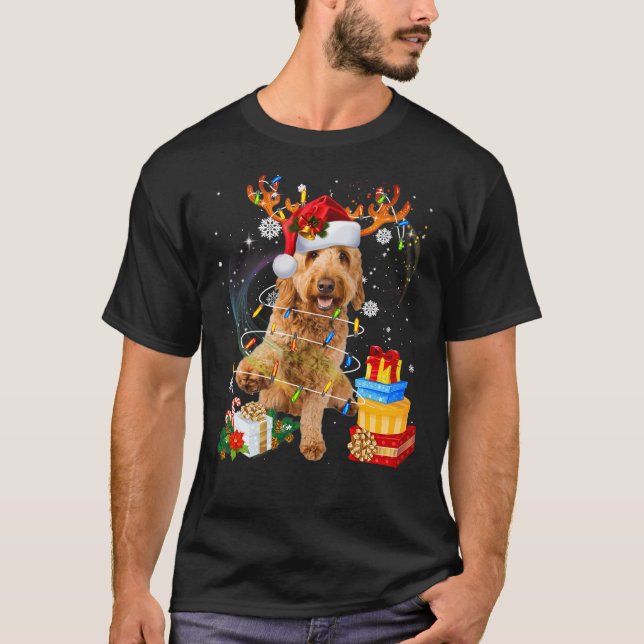 T-shirt Goldendoodle Reindeer Santa Christmas Funny Dog Pa (Devant)