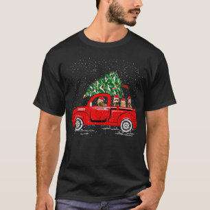 T-shirt Goldendoodle Riding Camion Rouge Père Noël Chris
