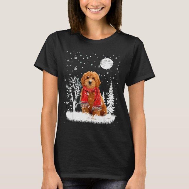 T-shirt Goldendoodle Under Moonlight Snow Christmas Pajama (Devant)