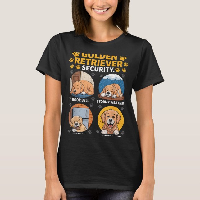 T-shirt Goldens Tee Golden Retriever Security Funny  (Devant)
