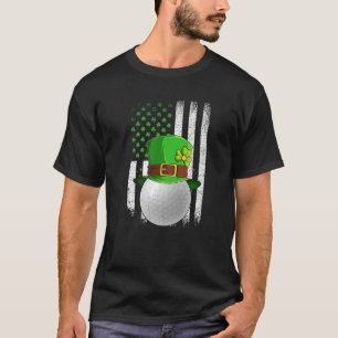 T-shirt Golf Ball Retro USA Drapeau Shamrock Leprechaun St