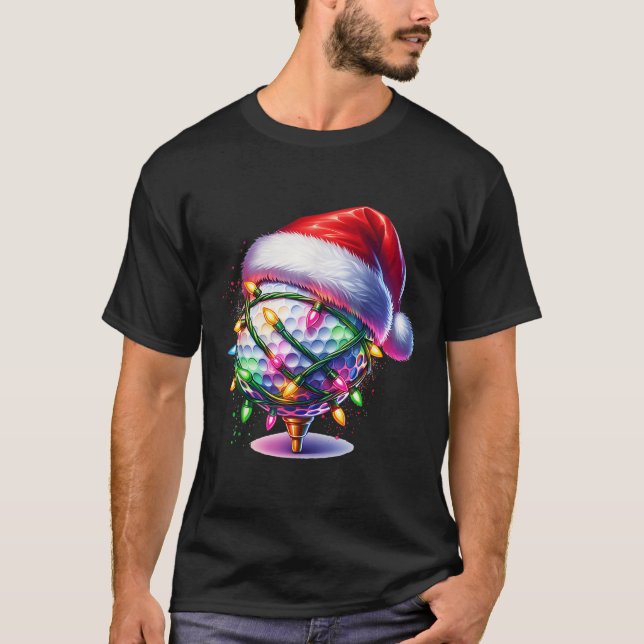 T-shirt Golf Ball Santa Hat Hommes FEMMES Noël Golf X (Devant)