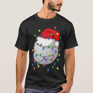 T-shirt Golf Ball Santa Hat Noël Golf Lumières de Noël