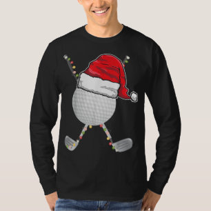 T-shirt Golf Balle Noël Santa Chapeau Funny Noël Golfer Pa