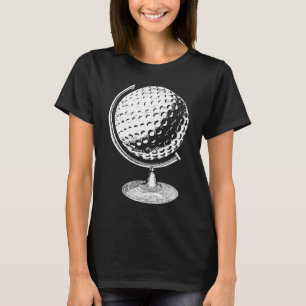 T-shirt Golf Globe Golf Ball Globe Dans Un Stand Golfer