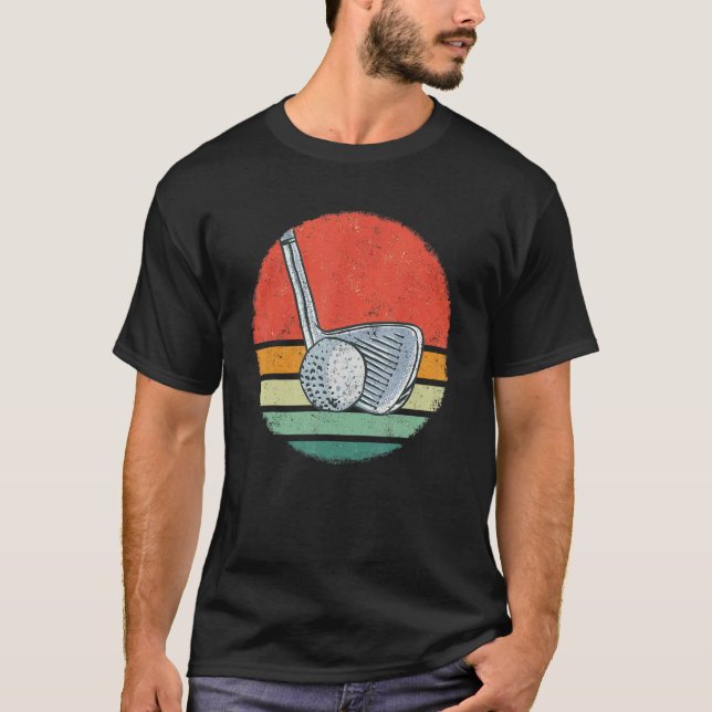 T-shirt Golf Golfing Golfer Pitch Par Retro Sunset (Devant)
