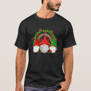 T-shirt Golf Noël Gnomes Joueur de Golf Fête de Noël