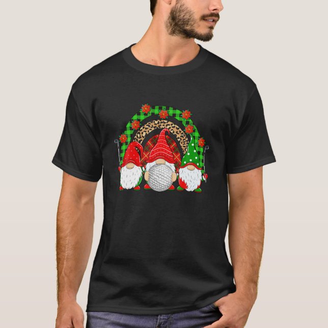 T-shirt Golf Noël Gnomes Joueur de Golf Fête de Noël (Devant)