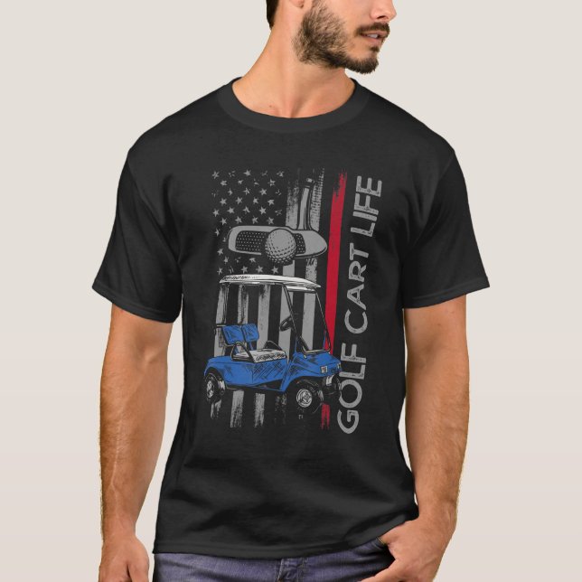 T-shirt Golf Panier Life Funky Golf Panier Avec Drapeau Us (Devant)