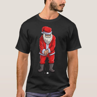 T-shirt Golf Père Noël T Shirt Golfer Christmas Club Casqu