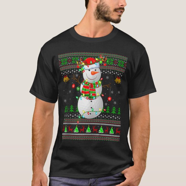 T-shirt Golf Snowman Ugly Christmas Sweaters Golfing Golfe (Devant)
