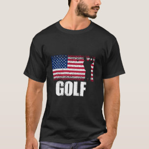 T-shirt Golf Sports Retro American Flag USA America Gol