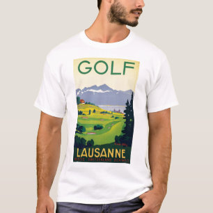 T-shirt Golf vintage Lausanne City Lac Suisse