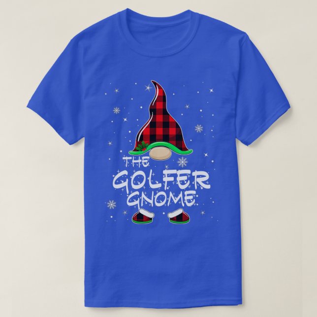 T-shirt Golfer Gnome Buffalo Plaid Matching Family Christa (Design devant)