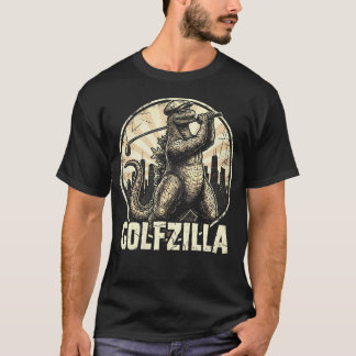 T-shirt Golfzilla Humoristique Géant Reptile Golfeur Paysa