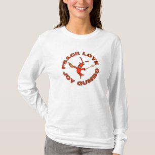 T-shirt Gombo mignon de joie d'amour de paix d'écrevisses